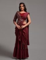 Ready to Wear Lehenga Saree with Embroidered Blouse - Image 4