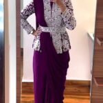 Trending Embroidery cording work ready to wear saree with full koti real mirror work with fancy belt